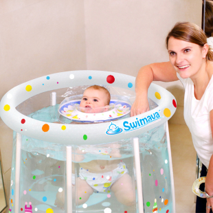 Swimava婴儿游泳桶家用支架游泳池充气加厚保暖折叠宝宝室内洗澡