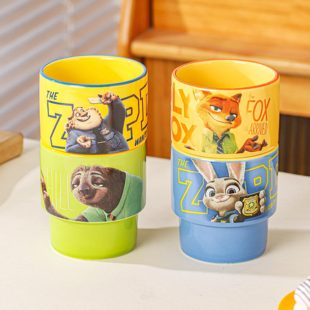 正版 迪士尼疯狂动物城水杯朱迪尼克欢乐时刻叠叠杯陶瓷杯咖啡杯
