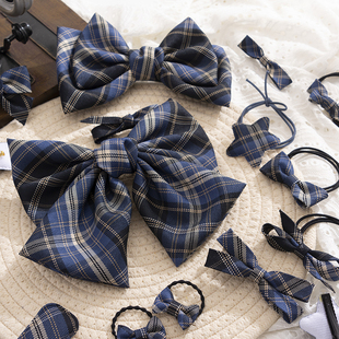 七月半夏【泷岛海】JK制服格裙同格手作小物大肠发圈大蝴蝶结发夹