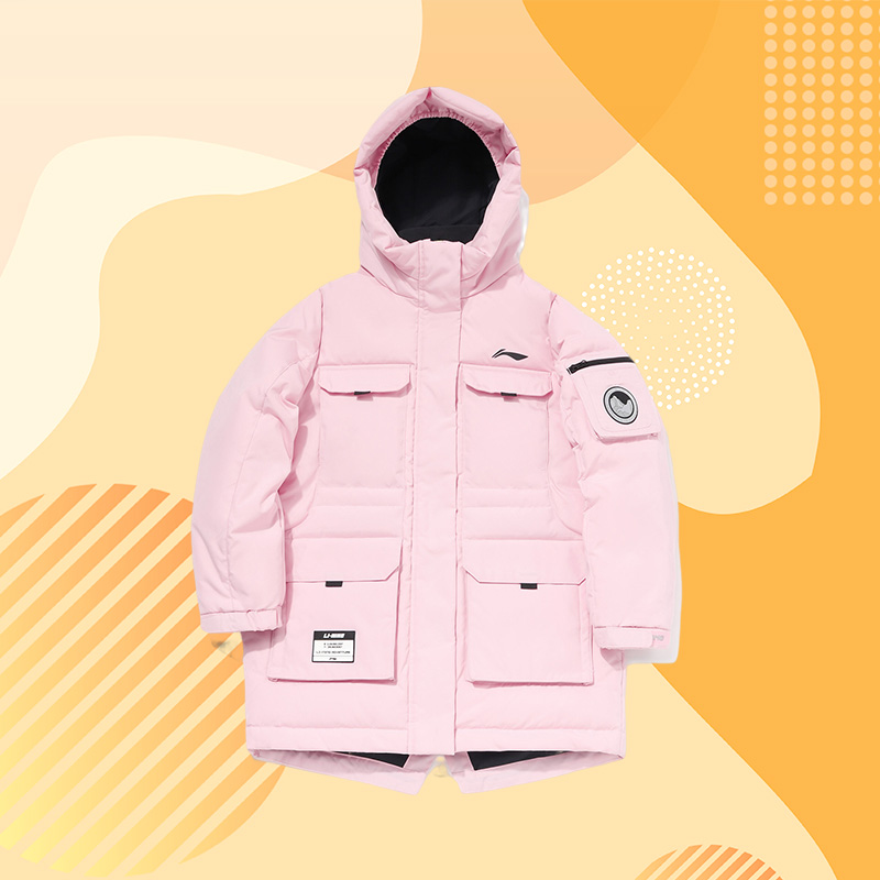 李宁正品羽绒服女子新款户外系列防泼水白鸭绒保暖运动服YYMQ024