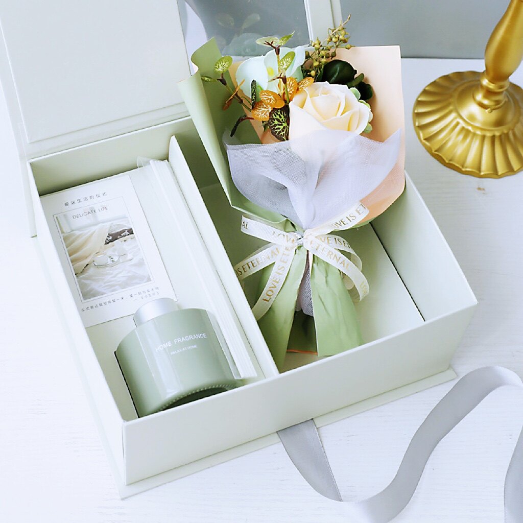 香薰永生花礼盒高级感香皂花香氛套装送女友闺蜜香槟玫瑰生日礼物