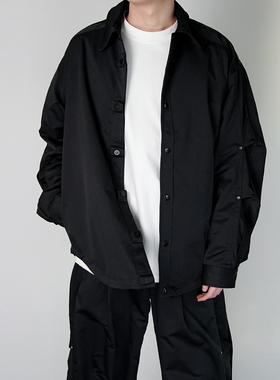 G11春夏立体重工磁吸暗扣极简风翻领阔版衬衫款夹克外套男