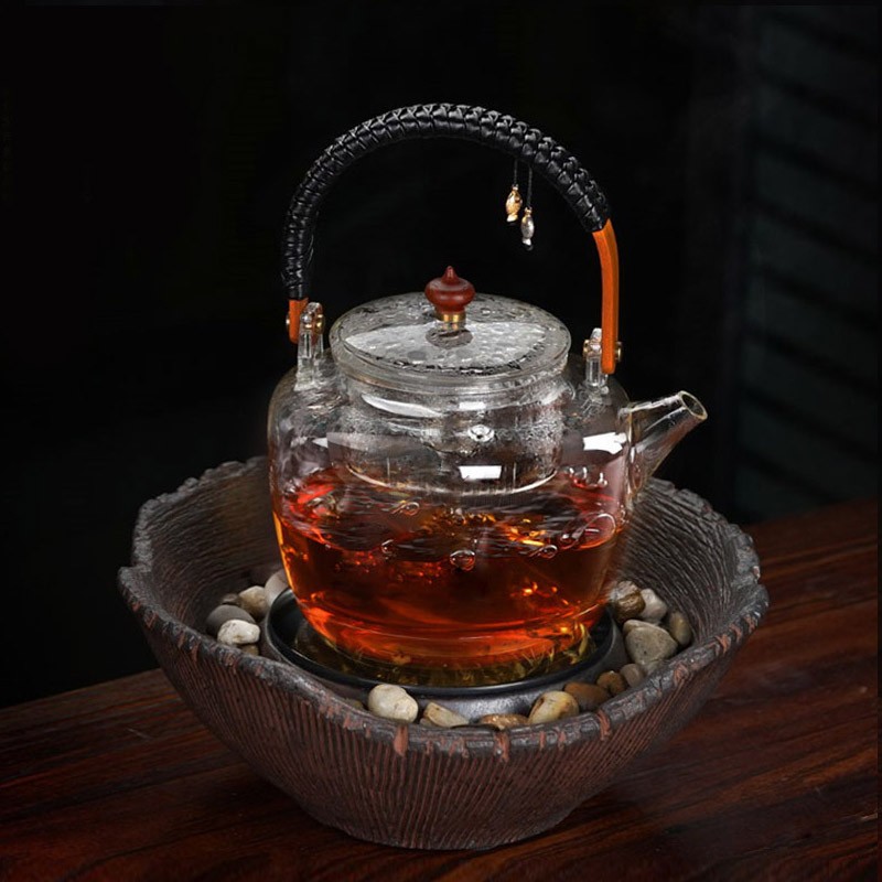 九雷玻璃煮茶壶家用提梁壶电陶炉蒸茶壶耐高温烧水壶茶具套装