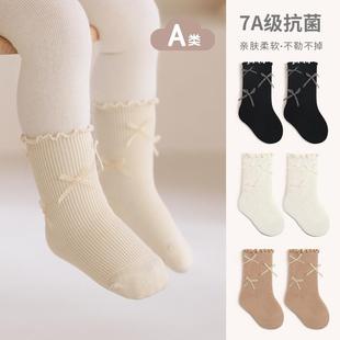 诸暨市友润袜业有限公司女童中筒棉袜春秋公主袜蝴蝶结小腿袜韩版