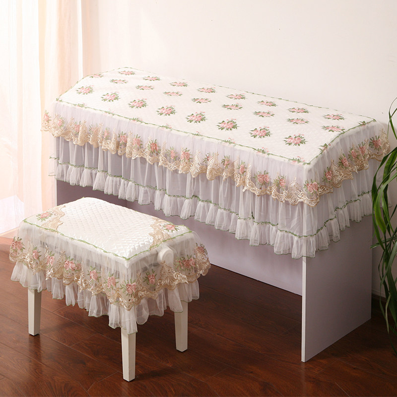 Theone智能电钢琴半罩蕾丝绣花纱韩国公主雅马哈盖布家用防尘罩