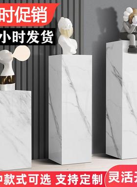 大理石底座客厅石材台立柱墩子玄关落地岩板装饰品摆件雕塑展示台