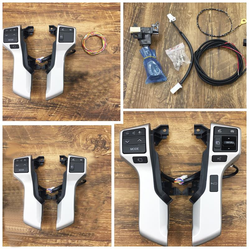 中东版霸道普拉多2700改装多功能方向盘按键 原厂定速巡航加装新