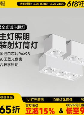 全铝明装单头斗胆灯防眩cob射灯白色免开孔吸顶led可摆头家用智能
