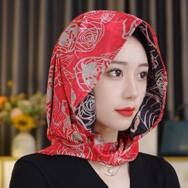 丝巾旅游帽飘带包头百搭连帽防晒