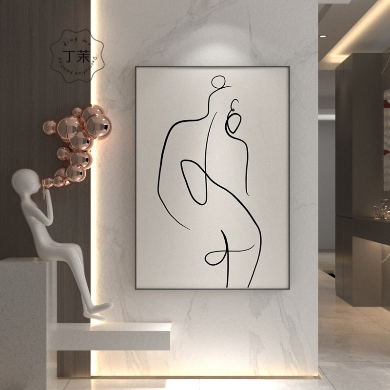 客厅沙发背景墙极简落地画