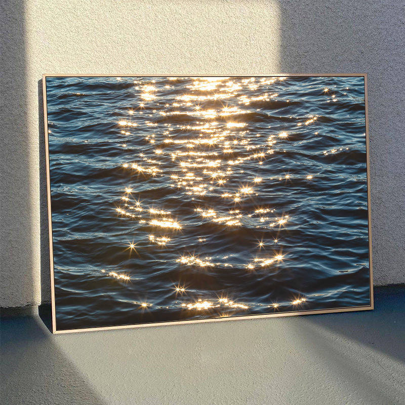 夕阳海面波浪极简主义横幅装饰画空间感小众浪漫文艺治愈系挂画