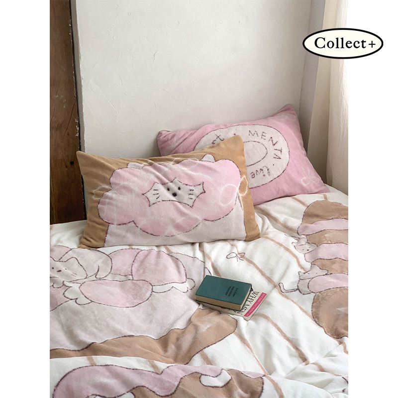 艺术收藏夹 "柚子黄油"高支纯棉全棉床单被罩四季款保暖四件套ins