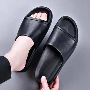 LVАFGН潮流拖鞋男鞋夏季真皮软底透气外穿一字防滑耐磨休闲沙滩