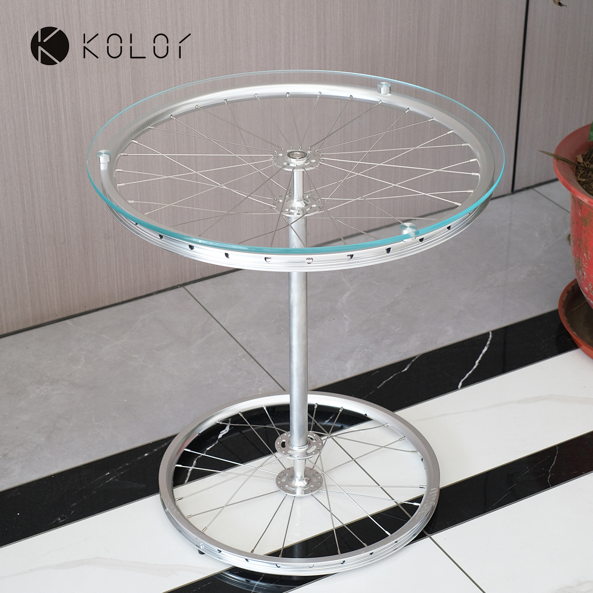 时尚洽谈桌椅圆形钢化玻璃茶几边角几阳台咖啡厅休闲接待桌椅