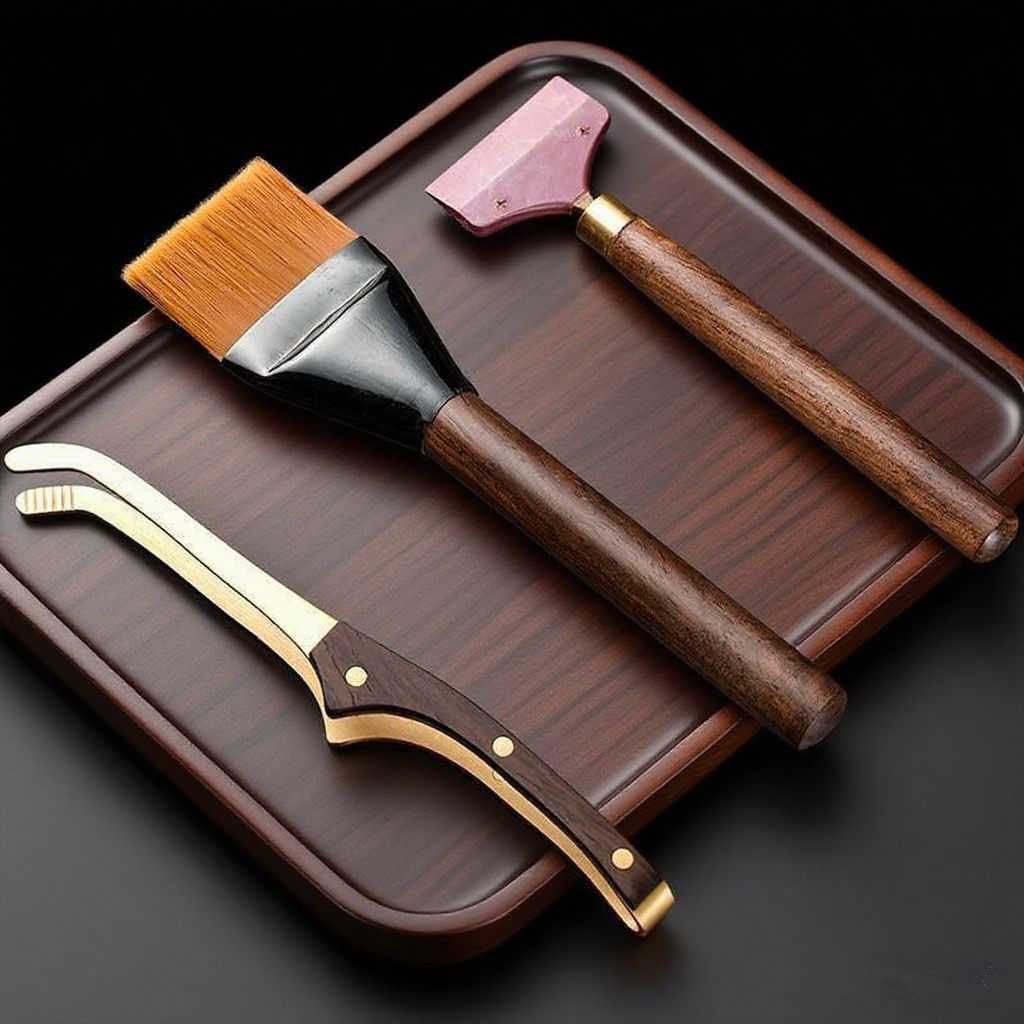 功夫茶具黑檀木茶夹三件套茶刷茶刮镊子茶勺茶杯茶叶夹子取茶勺子