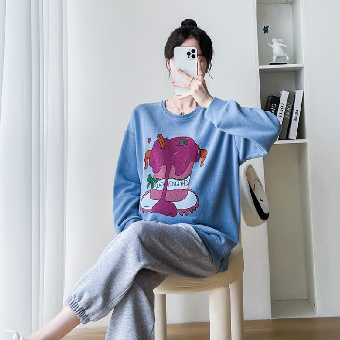 임부복 가을 겨울 정장 봄 상의 패셔너블한 루즈 캐주얼 스웨트 셔츠 봄 가을 아우터 투피스 봄 정장