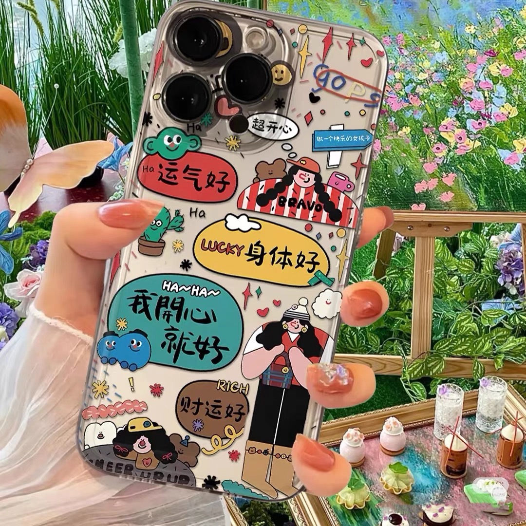 超火LUCK女孩适用苹果17promax手机壳16好运来15/14透明13保护壳12防摔11卡通xsmax华为mate60pro全包镜头p60