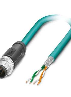 Phoenix 1407356 NBC 1m Cat5 蓝色 M12 转公自由端 屏蔽 终端聚