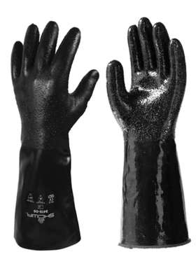 Showa SHO34154 昭和 3415 黑色聚酯聚酯耐化学手套 XL 尺寸氯丁