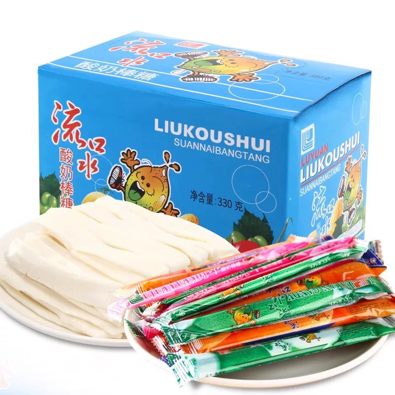 流口水酸奶棒糖330克混合口味盒装软糖奶糖