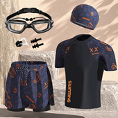 大码 德国泳衣青少年专业训练泳衣泳裤 防尴尬高初中学生游泳套装