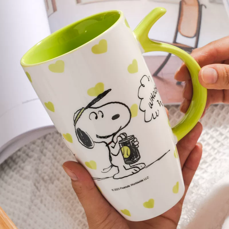 [Официальная подлинная керамическая кружка Snoopy с крышкой большая ёмкость INS мультфильм подарочная]