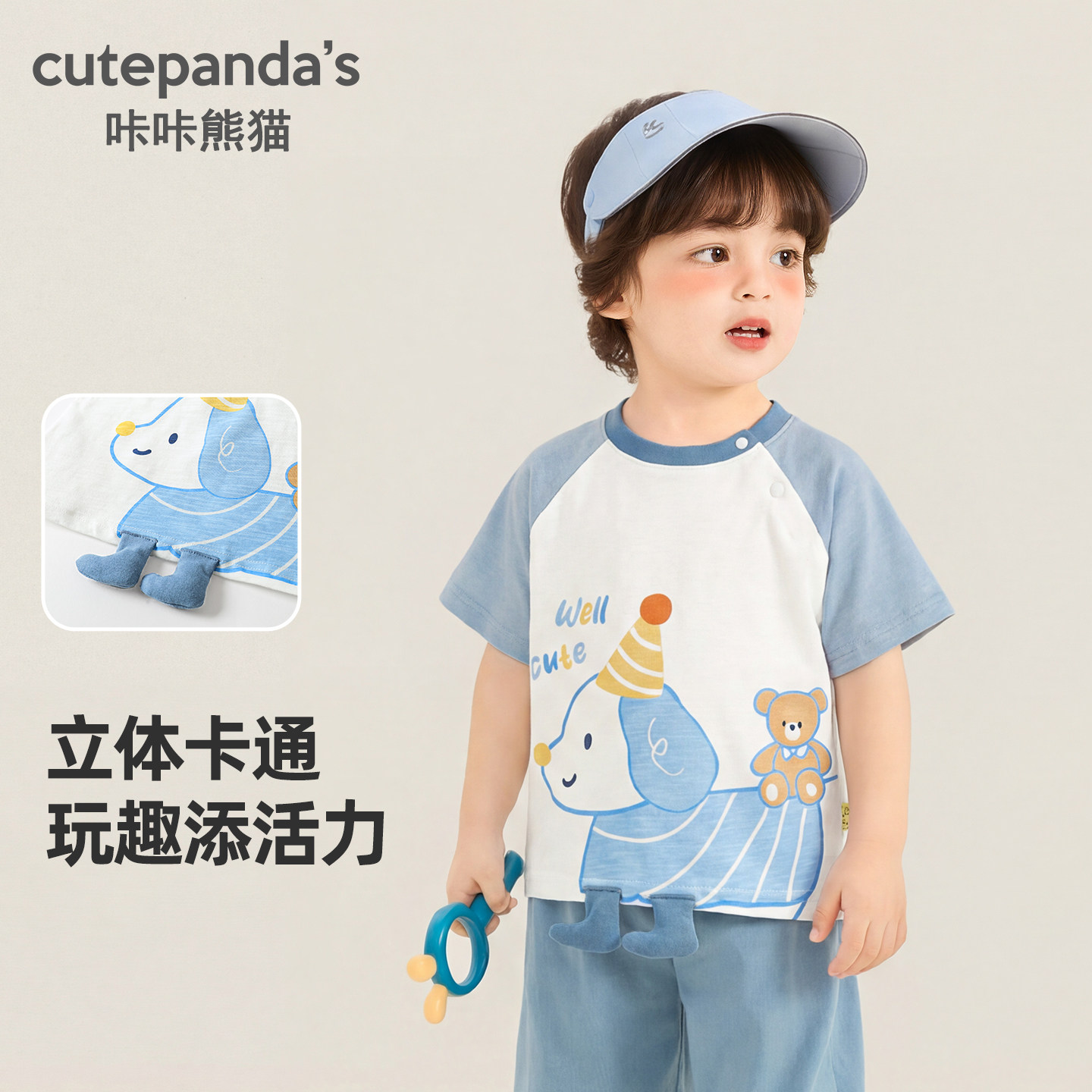 女童波点上衣夏季短袖T恤图片