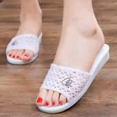 白色拖鞋 一字拖 老式 女士老人凉拖夏季 家用室内平底防滑耐磨塑胶鞋
