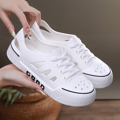 包头半拖鞋女士凉拖鞋夏季学生平跟防滑外穿懒人半拖一脚蹬洞洞鞋