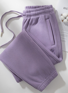 ROVJE CALLIE&OEAS2025新款纯棉大码卫裤厚款加绒运动裤女保暖裤