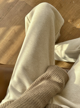 ROVJE CALLIE&OEAS高端秋冬新款加厚直筒醋酸羊毛阔腿毛呢裤子女