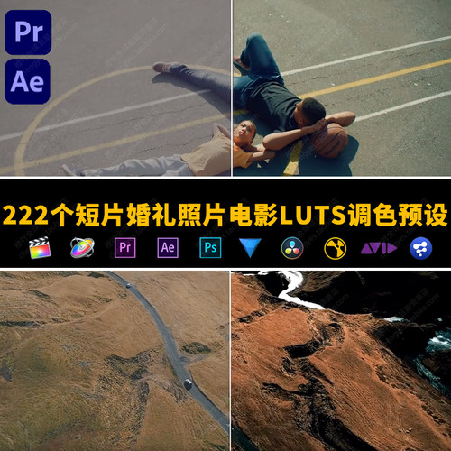 222款短片电影LUTS调色预设CUBE格式PR/AE/PS/FCPX/剪映/达芬奇