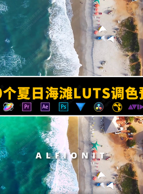 160款海滩LUTS调色预设CUBE格式PR/AE/PS/FCPX/剪映/达芬奇/AVID