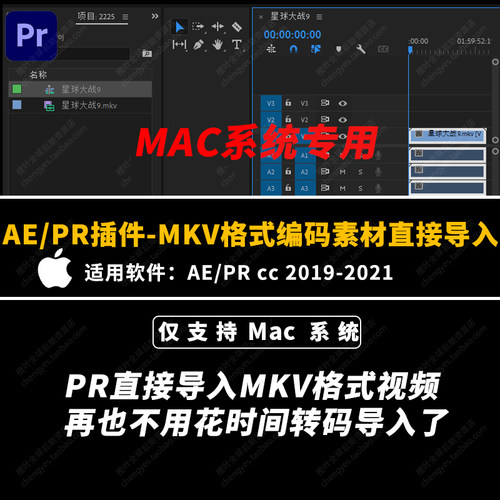 AE/PR插件-MKV格式直接导入PR AE无需转码/快速导入MKV/MAC专用