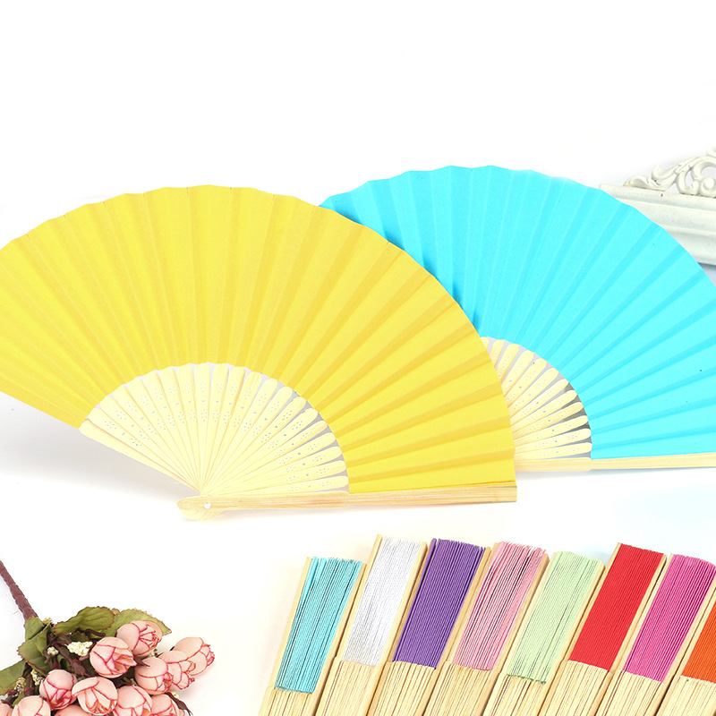 diy空白纸扇子7寸折扇儿童绘画白色彩色折扇子幼儿园手工制作材料