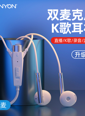 CANYON有线k歌专用耳机入耳式带麦耳返唱歌录歌直播高音质typec口