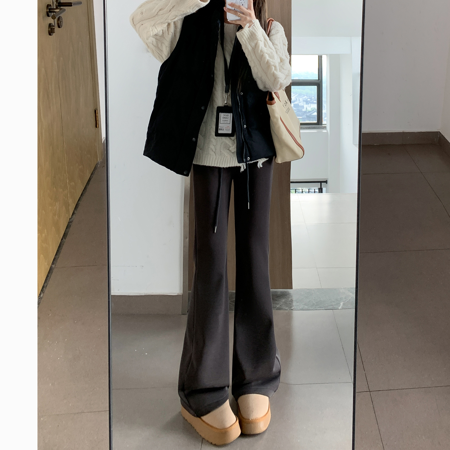 高腰直筒宽松显瘦休闲裤