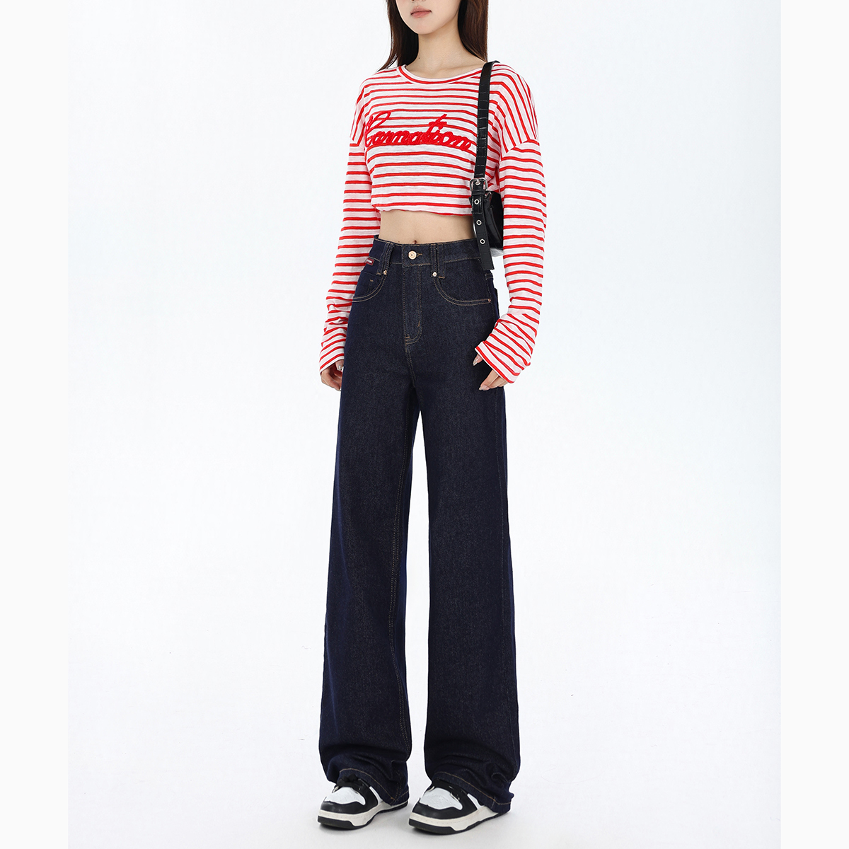 2025年新款高腰阔腿牛仔裤秋新款