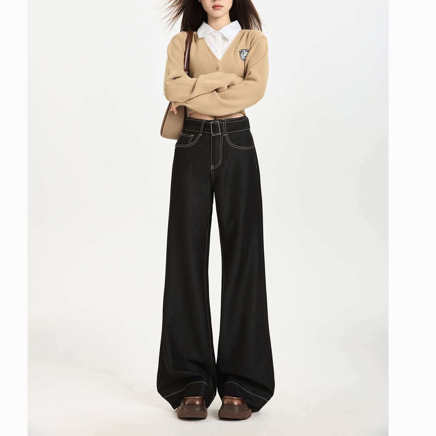 微喇牛仔裤女2025年秋季新款阔腿