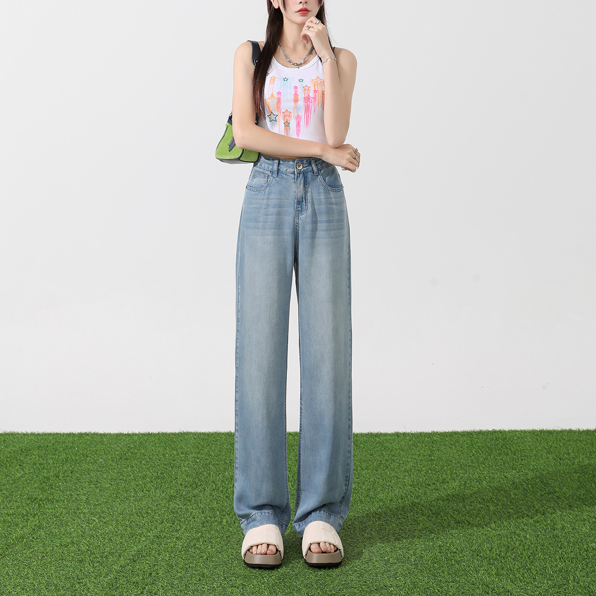 牛仔裤2024年新款女夏季薄款阔腿