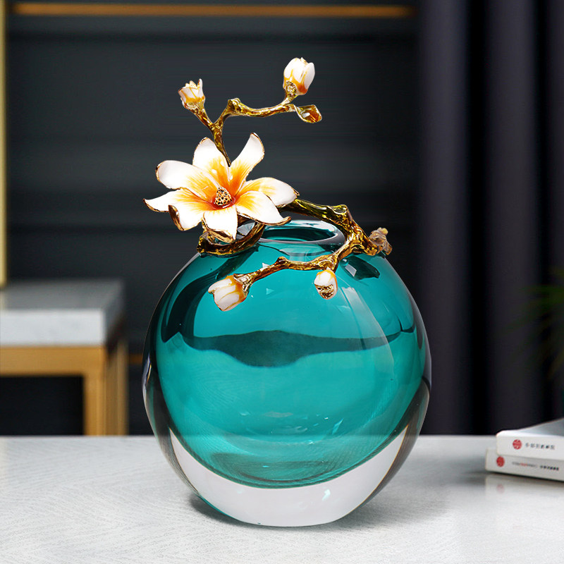 桌面琉璃花瓶饰品中式组合摆件客厅电视柜装饰高档轻奢珐琅彩花瓶