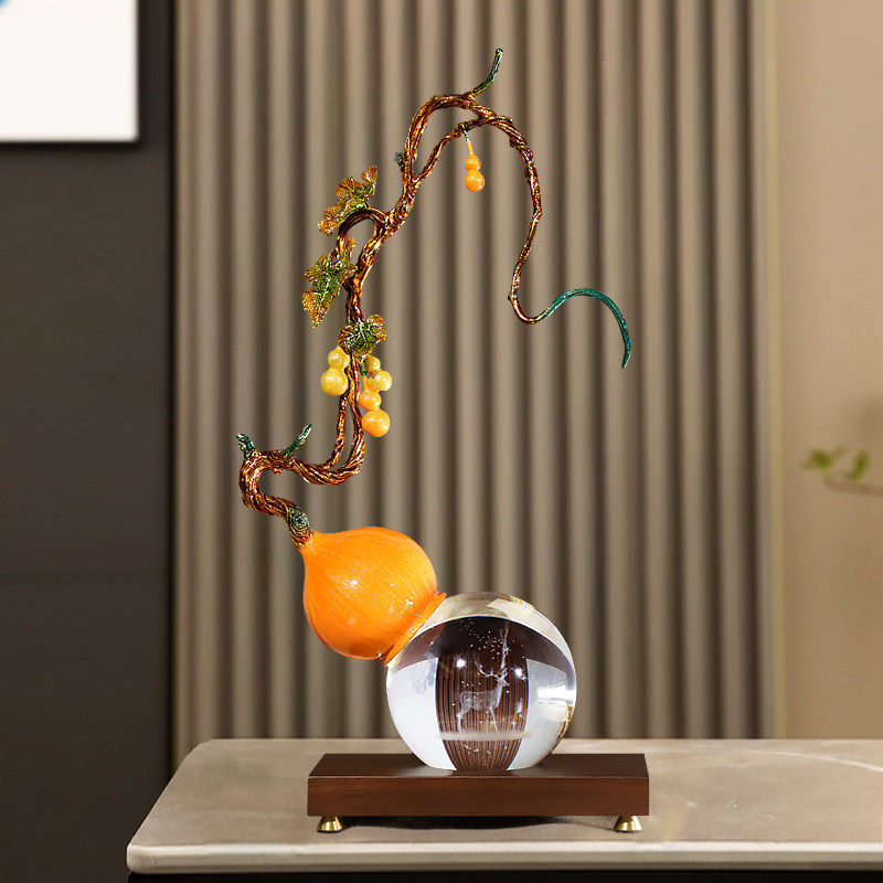 五福临门珐琅彩葫芦福禄招财摆件新中式客厅桌面玄关酒柜装饰品