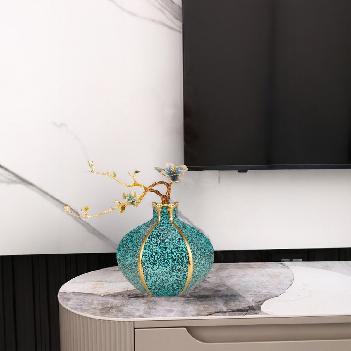 陶瓷花瓶入户玄关摆件客厅电视柜装饰品珐琅彩高档轻奢乔迁礼物