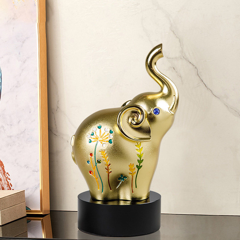 高端轻奢大象摆件客厅招财珐琅彩电视柜酒柜装饰品上档次乔迁礼物