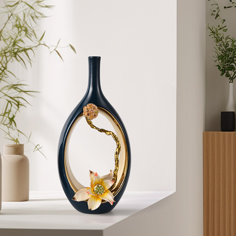 珐琅彩花瓶摆件客厅玄关电视柜装饰品轻奢高档家居乔迁新居礼品