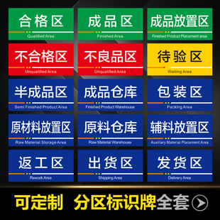 工厂车间仓库标识牌分区分类牌成品区检验区出货区不合格不良品区验厂区域划分标志标识牌指示提示科室牌定制