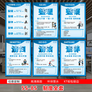 5S/6S/7S/8S/9S工厂安全生产标语现场质量管理宣传画企业文化海报车间办公室挂图整顿素养墙贴展板标识牌定制