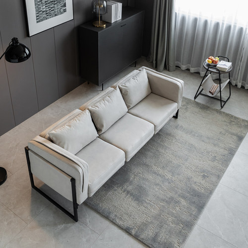 现代简约科技布双人办公洽谈沙发