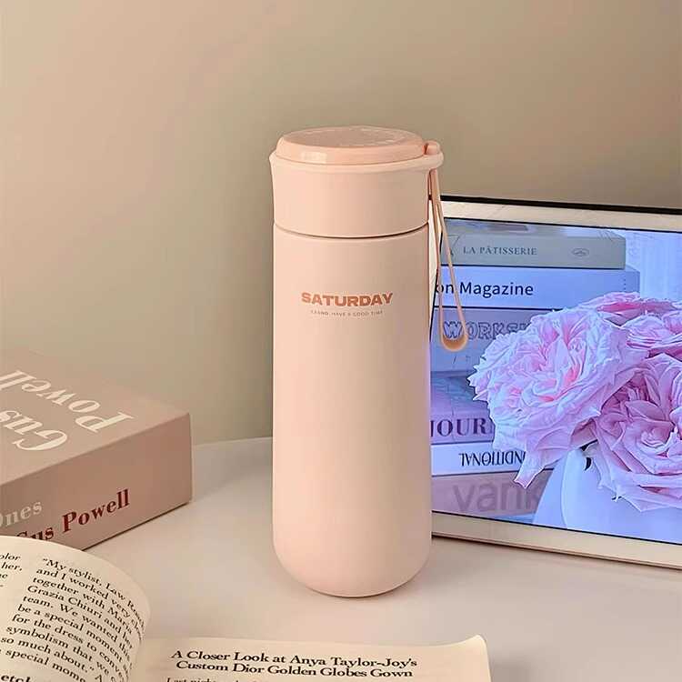 学生大容量保温杯女生高颜值水杯带茶隔新款不锈钢直饮杯子办公室