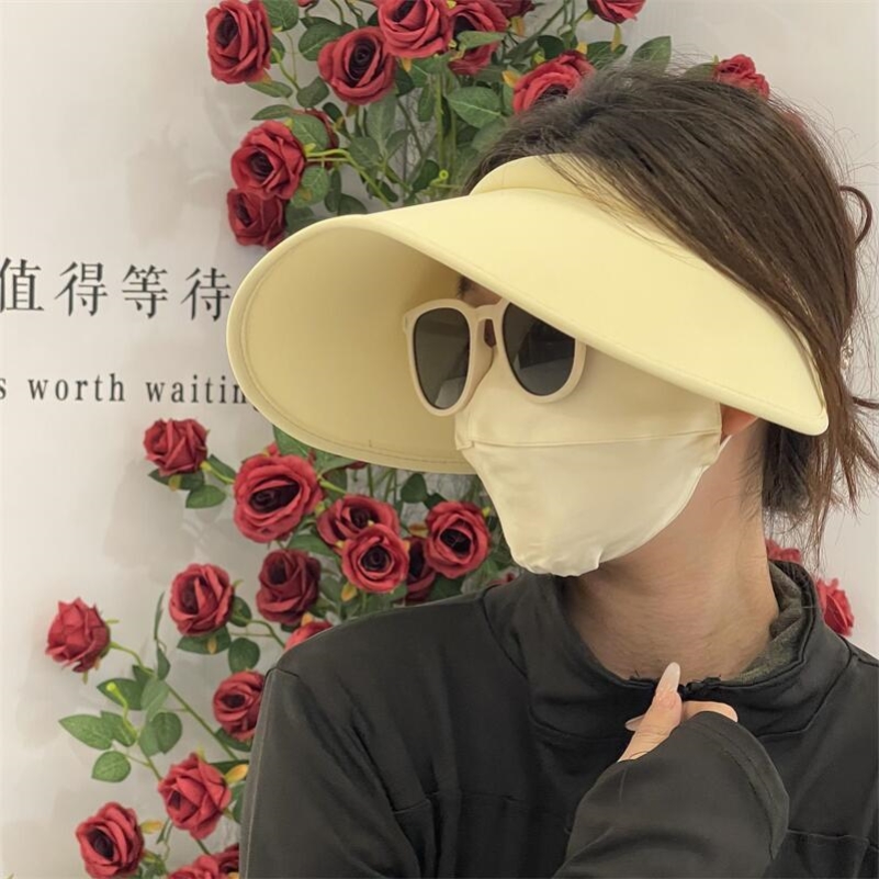 防晒帽发箍式新款屁屁大檐防晒帽女防紫外线uv太阳帽户外空顶帽子